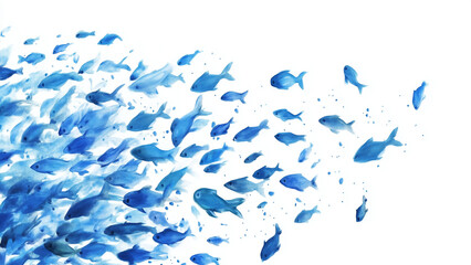 Fototapeta premium Small Blue Fish: Abstract Illustration on White