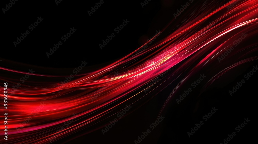 Poster vector design featuring abstract red light curves and fast speed effects on a black background, crea