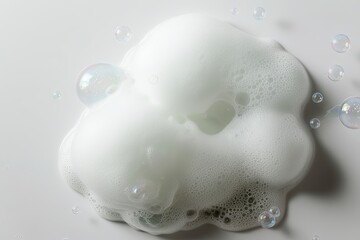 Vibrant Soap Foam and Playful Bubbles Isolated on White Background