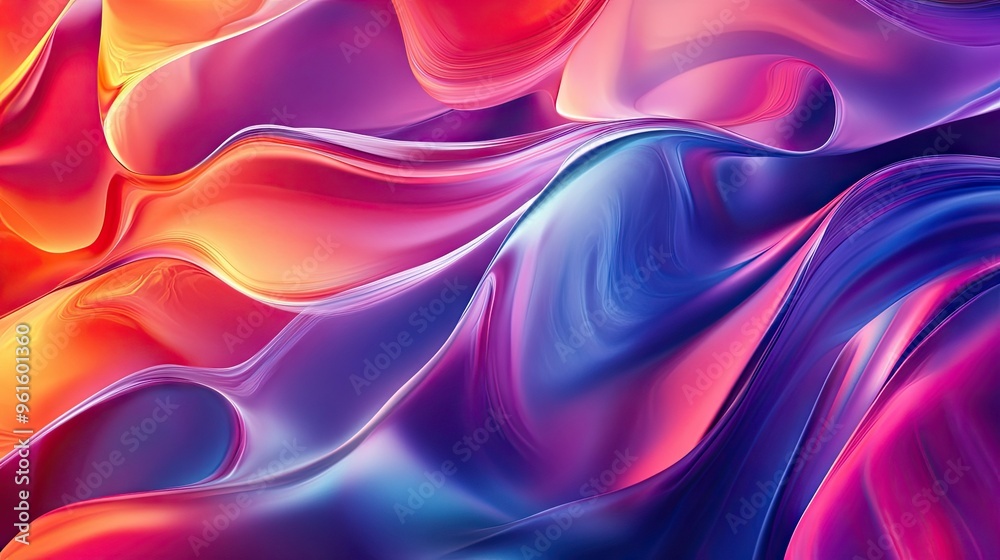 Poster vibrant, moving abstract background with colorful, flowing shapes creating a dynamic effect, ideal f