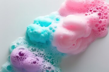 Fototapeta premium Vibrant Soap Foam and Bubble Lather Isolated on White Background
