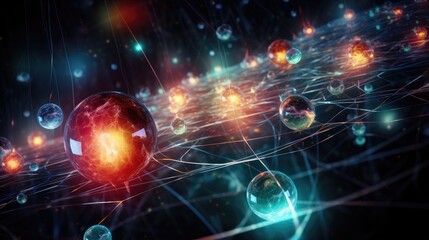 Obraz premium A mesmerizing abstract background with glowing orbs connected by a web of lines.
