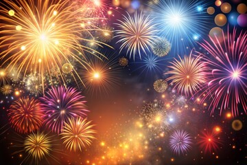 Colorful fireworks display night sky celebration sparks and bright bursts