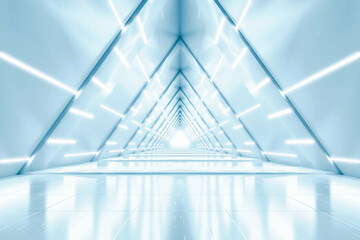 futuristic triangle background, space for product, showroom, 3d render