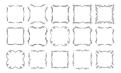 Set of classic square frames. Elegant hand drawn frames.