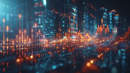 financial stock market chart showing business growth and success, forex market, gold market, and crude oil market trends analyzed for global trading opportunities