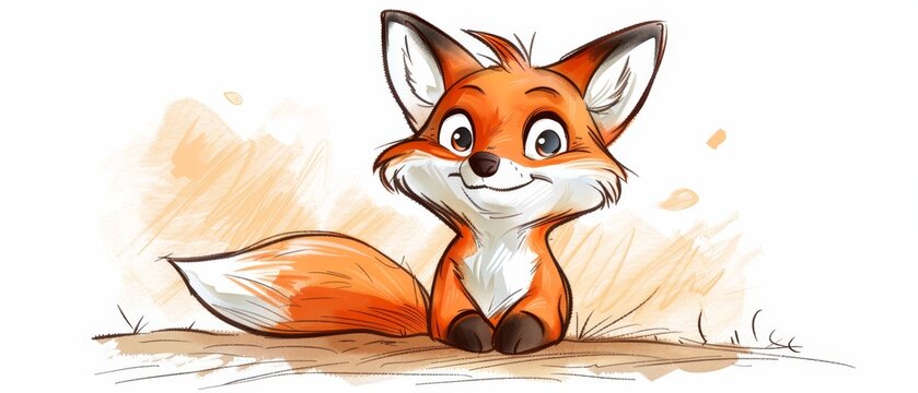  A red fox seated on the ground, gazing at the camera with a shocked expression