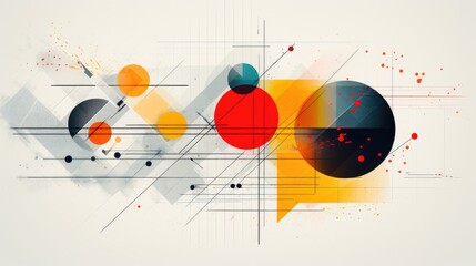 Obraz premium A vibrant abstract composition with bold geometric shapes and splashes of color.