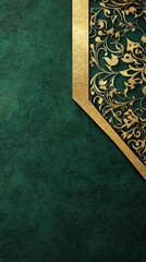 Aesthetic oriental modern background for invitations, minimalist ornament, green and gold colors. Generative AI