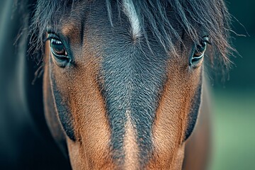 Close-Up Portrait of a Brown Horse's Face