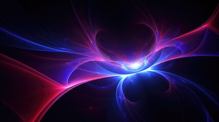 Obraz premium Abstract background with glowing lines and curves in blue and red colors. The lines create a sense of movement and energy.