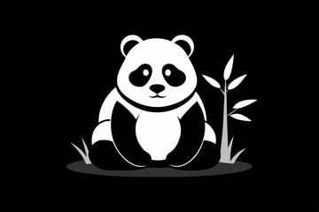 Fototapeta premium A black and white classic panda sticker