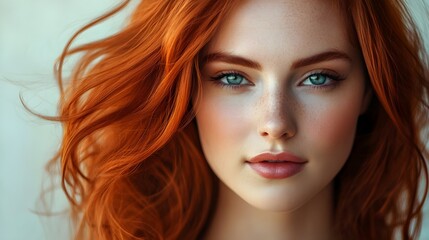A portrait of a young woman with vibrant, healthy hair cascading over her shoulders, emphasizing natural beauty and elegance