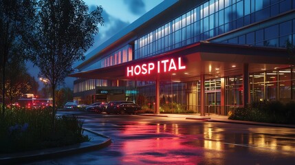 photo realistic image of the exterior of a hospital