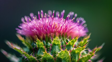 Macro photograph of a milk thistle blossom
