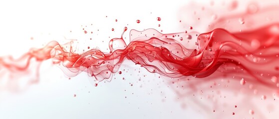  Red and white smoky waves against a light blue backdrop, adorned with water droplets at the wave's base