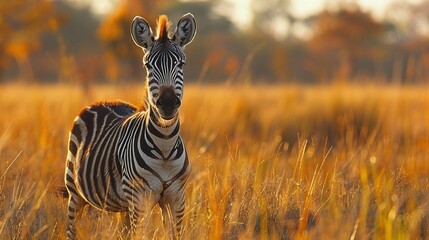 Obraz premium close-up view of a zebra in a forest setting, emphasizing the distinct zebra stripes and the natural surroundings of the wild animal