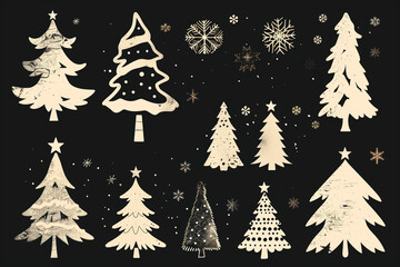 Obraz premium set of christmas trees