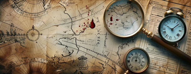 Magnetic compass on world map.Travel, geography, navigation, tourism and exploration concept background.