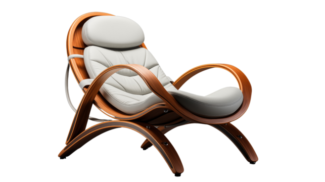 modern elegant bentwood lounge chair, studio view, isolated on transparent background.