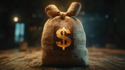 Pay day illustration, money bag with dollar signs and payday label, financial reward, 3D rendering