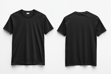 Black Tshirt Mockup Front and Back Isolated created with Generative AI