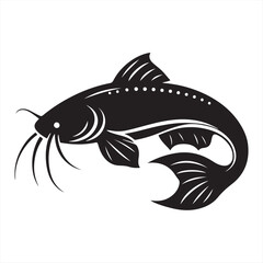 Catfish Silhouette Logo Design Template