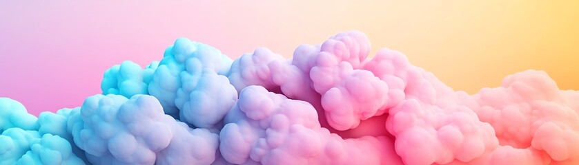 Obraz premium Vibrant pastel clouds blend shades of pink and blue against a soft gradient background, creating a dreamy and artistic atmosphere.