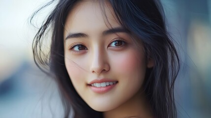 Naklejka premium Beautiful asian model in the studio