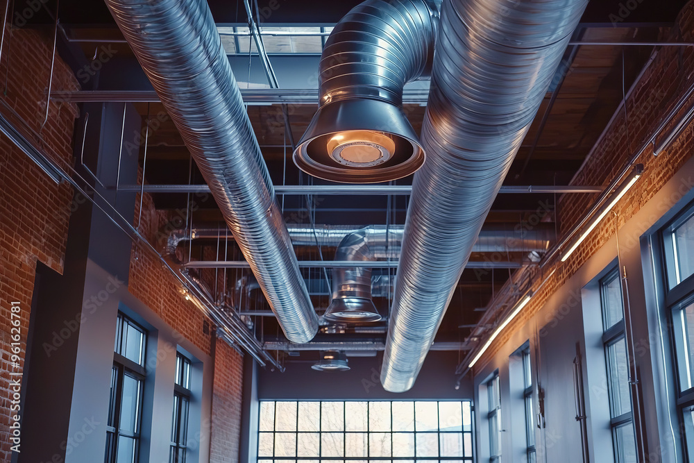 Canvas Prints Advanced Industrial Heating Unit in Modern Commercial Building  