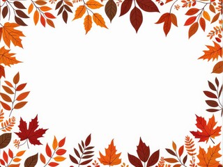 rectangular frame, border of autumn leaves on white background. vector illustration, letterhead, template, postcard