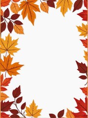 rectangular frame, border of autumn leaves on white background. vector illustration, letterhead, template, postcard