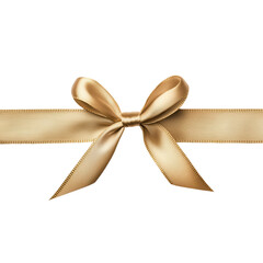 Fototapeta premium Elegant golden ribbon with a bow, perfect for gift wrapping and decorations, adding a touch of sophistication to any occasion. isolated on transparent or white background, png