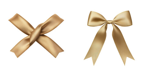 Elegant golden ribbons, perfect for decorating gifts, crafting, or adding a touch of luxury to any project. isolated on transparent or white background, png