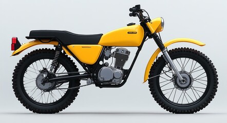 Fototapeta premium Yellow Motorcycle with Dirt Bikes Design, Off-Road Capability