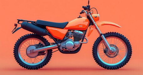 Orange Dirt Bike, Off-Road Motorcycle