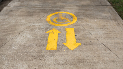 Fototapeta premium Symbol of wheelchair way in the city.