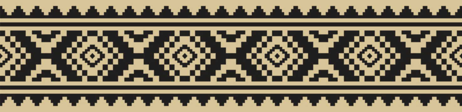 Ethnic border ornament. Geometric ethnic oriental seamless pattern. Stripe vector illustration. Native American Mexican African Indian tribal style. Design border, textile, fabric, clothing, carpet.