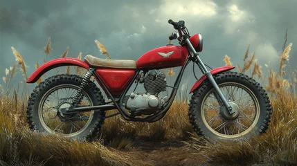  Red Dirt Bike in Rural Landscape © Gayan