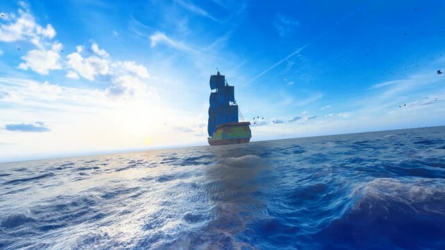 Sailing towards a farther place on the sea early
