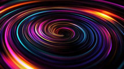 Fototapeta premium Pulsating Neon Lines: Abstract Hypnotic Warping Effect on Black Background