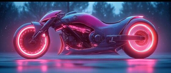 Futuristic Pink Bike with Glowing Wheels