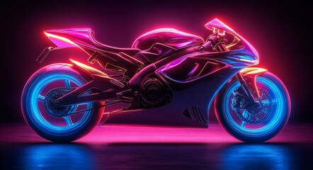 Futuristic Neon Motorcycle | High-Tech Design