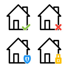 home or house privacy security and protection icon set