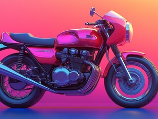Red Motorcycle with Purple Frame