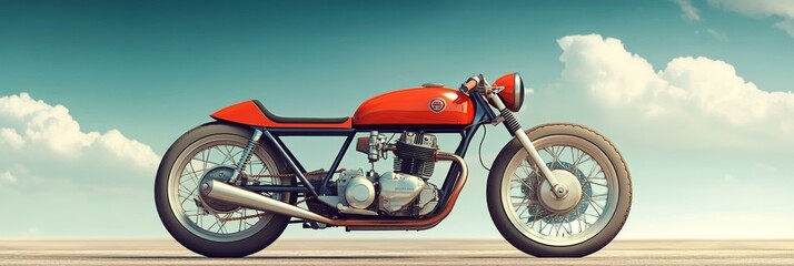 Classic Red Motorcycle on a Flat Road