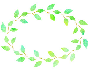 新緑のボタニカルフレーム　水彩テクスチャFierflyで生成