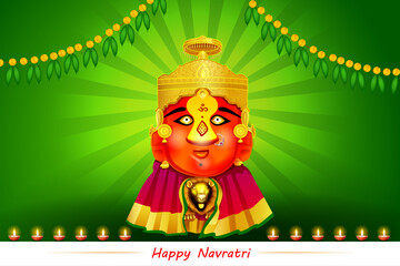 A beautiful illustration of goddess renuka mata in happy navtatri background