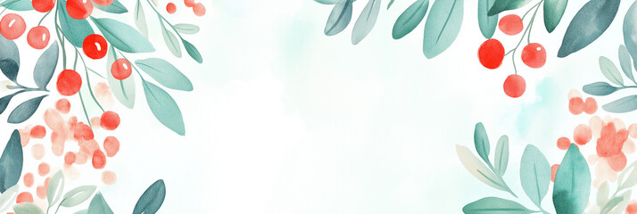 Aesthetic floral cherry decoration in white background