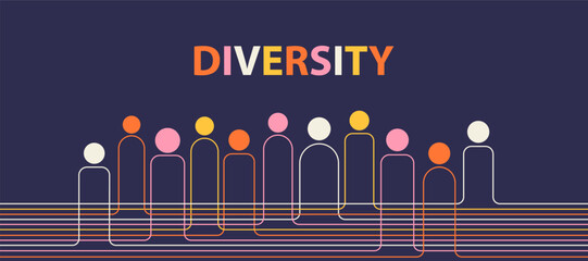 Diversity vector illustration, minimalism geometry design, color banner, poster